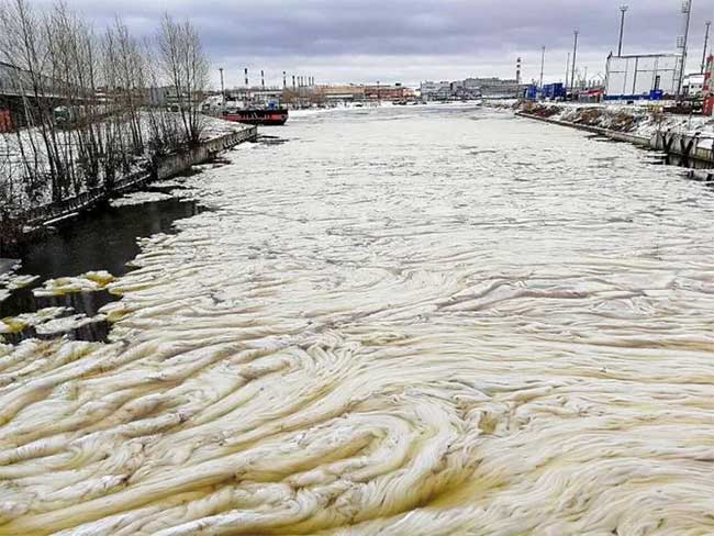 Picture 2 of Rare phenomenon: Strange 'Ice Grease' in St. Petersburg