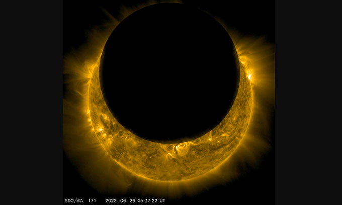 Picture 1 of Satellite image of solar eclipse from space