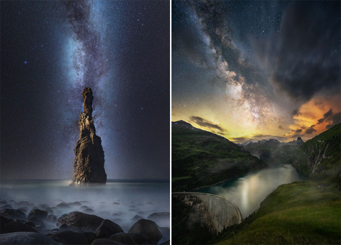 Picture 10 of Set of surreal landscape photos under the starry sky