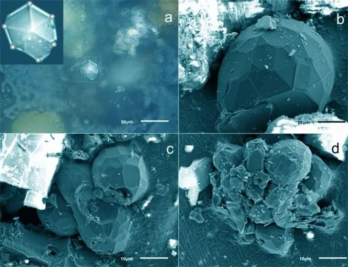 Spherical, prismatic 'foreign object' exposed in meteorite that fell to Russia Picture 1