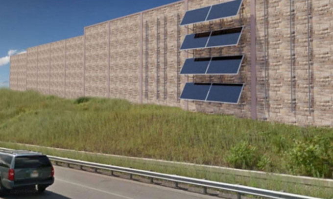 Picture 1 of The first solar-mounted soundproof wall in the US