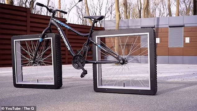 Picture 1 of Ukrainian engineer launches square-wheeled bicycle