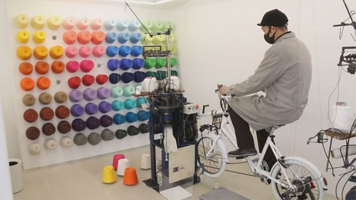 Picture 1 of Unique socks are knitted by... cycling