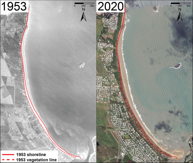 Why does climate change cause sea levels to rise, but these beaches do not sink but expand? Picture 2