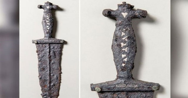 A 2,000-year-old Roman warrior's silver-encrusted dagger found