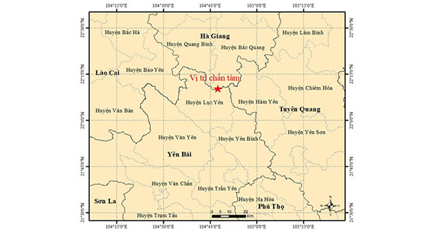 A 3.5 magnitude earthquake occurred in Luc Yen, Yen Bai