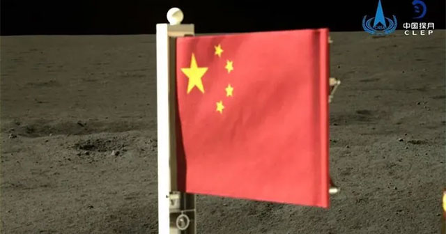 China plants flag on the dark side of the moon