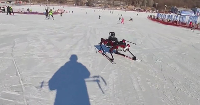 Chinese robot shows extreme mountain skiing skills