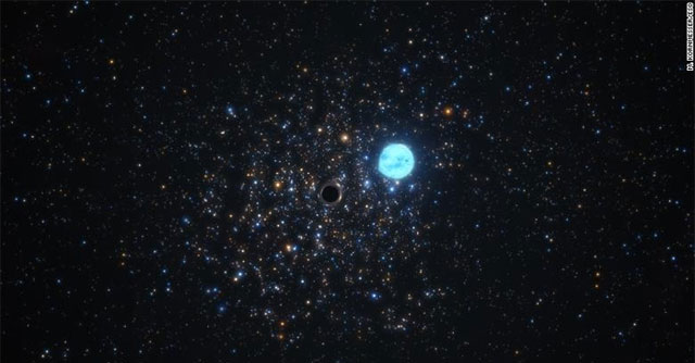 Detecting a young black hole right next to the galaxy containing the Earth