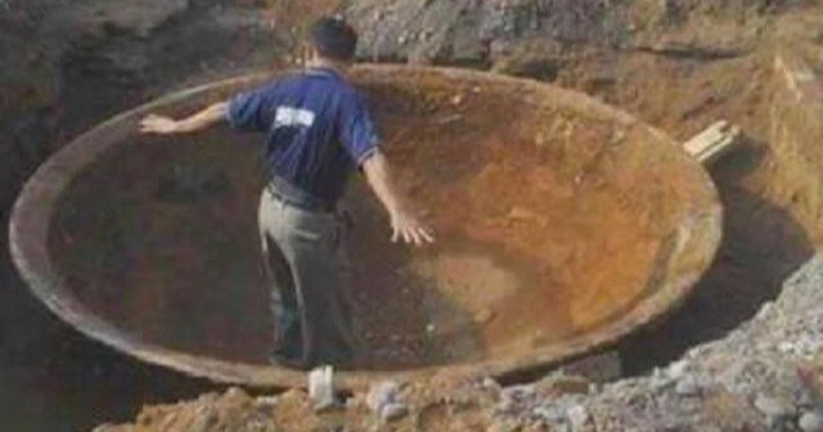 Digging the foundation to build a house, discovering a strange giant artifact