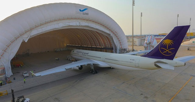Explore the world's largest self-inflating aircraft hangar