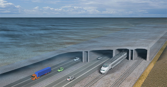 How was the world's longest submerged tube tunnel built?