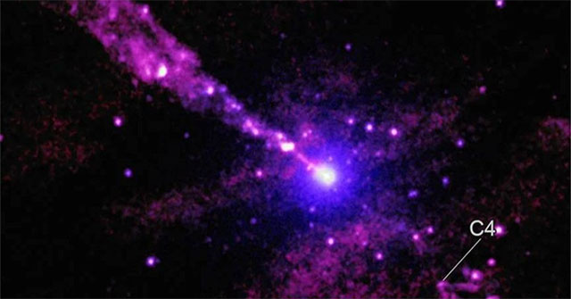 Image discovered recording a black hole jet colliding with a mysterious object