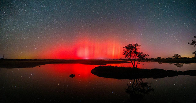 Image of bright aurora during solar storm
