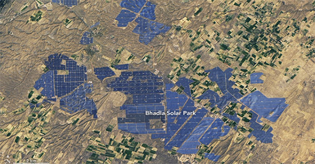 Landsat 8 satellite takes pictures of millions of solar cells seen from space