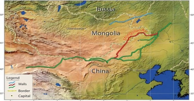 Mysterious 405km long curved wall runs across Mongolia