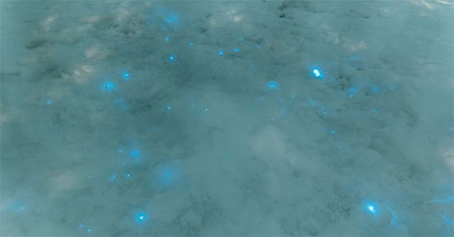 Mysterious blue light appeared on white snow in Russia