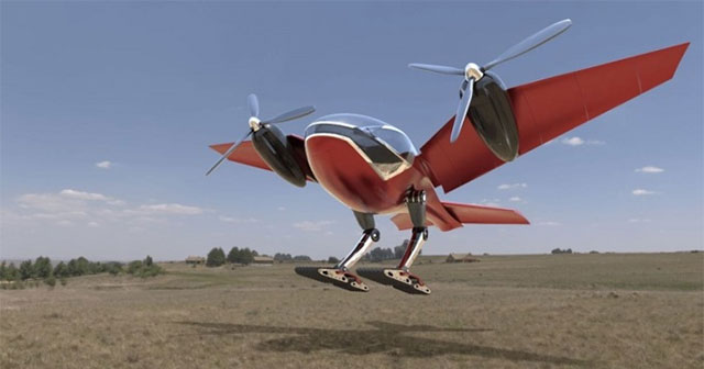 The bird-shaped flying taxi model takes off and lands almost vertically