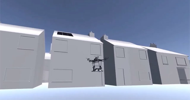 The duo of drones and robots automatically cleans solar cells
