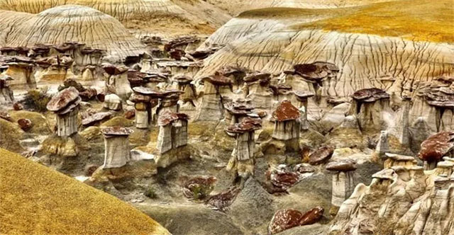 The land of surreal giant 'stone mushrooms' like on another planet
