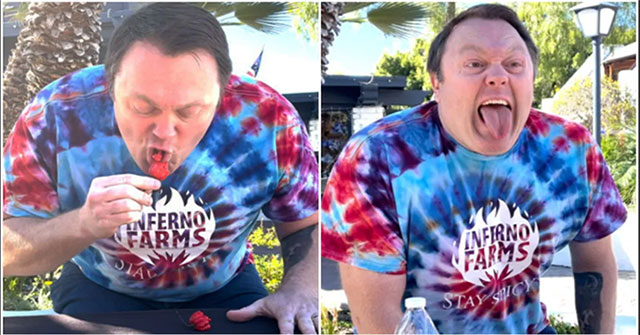 The man set the record to eat 3 hottest chili peppers in the world in 8.72 seconds