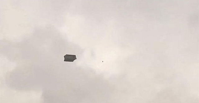 The moment the sofa flew in the air left many people stunned