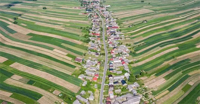 The picturesque village has only one road.