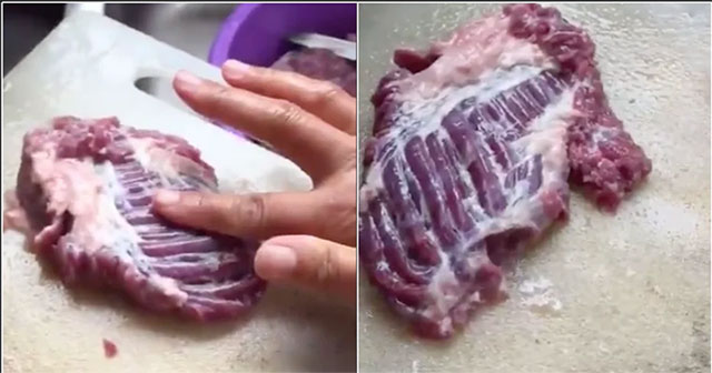 The piece of meat lying on the cutting board suddenly 'dances', making netizens boil