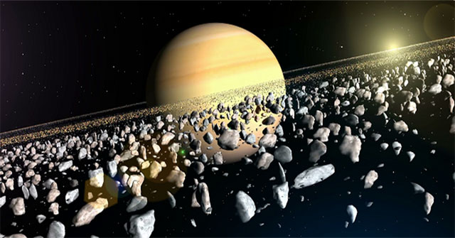 Two Saturn moons crashed into each other and broke apart, creating a mystery?