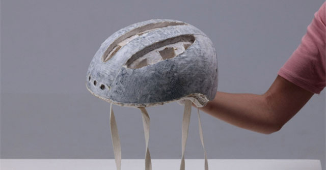 Unique helmet design made from mycelium