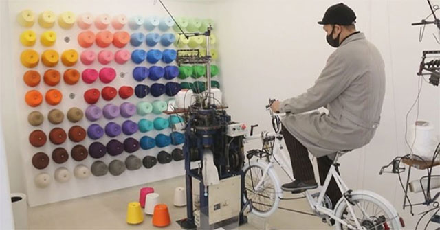 Unique socks are knitted by... cycling