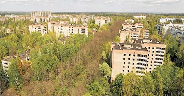 What does Chernobyl look like after people left due to the nuclear disaster?