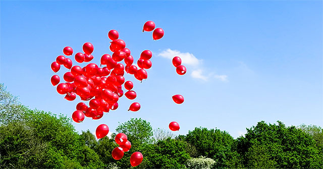What happens when you release balloons into the sky?