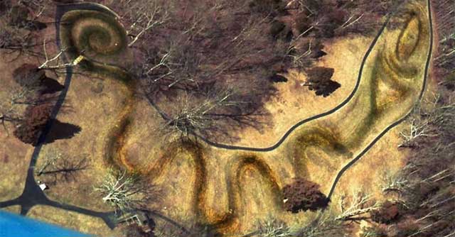 Who created the largest snake mound in the world?