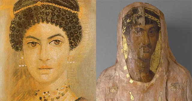 Why did the ancients put portraits on the face of an Egyptian mummy?