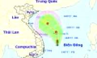 Appearing low pressure area in the South China Sea