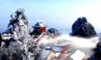 Beams of snow falling early, white covering Vo Dang mountain