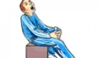 Can not stand up because he was crippled by his wife