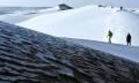 Chinese desert covered in white snow in the weather -25 degrees Celsius