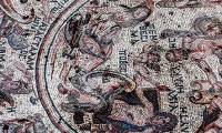 Close-up of the rare and clearest mosaic depicting the Trojan War