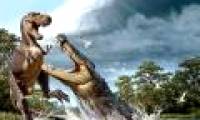 Crocodile eat dinosaur meat