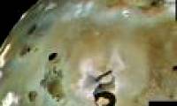 Evidence of volcanic eruption is Jupiter's moon Io