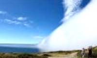 Fog wall covering British beach