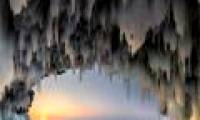 Magical beauty of ice dynamics at sunrise in Siberia