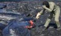 Process of collecting molten lava from volcanoes