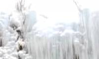 Spectacular frozen waterfall scene