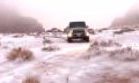The Arabian desert turned into a white snow field