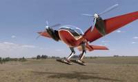 The bird-shaped flying taxi model takes off and lands almost vertically