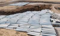 The cemetery contains 4,000 giant wind turbine blades in the US