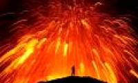 The majestic volcanic eruption scene